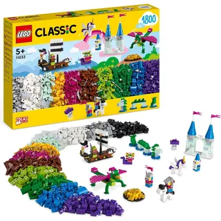 LEGO 11033 Classic Fantasie-Universum Kreativ-Bauset, Bauabenteuer mit Einhorn-Spielzeug, Burg, Drache und Piratenschiff, Spielzeug für Kinder ab ...