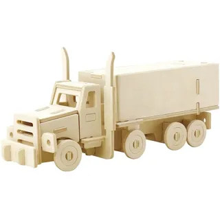 Marabu 317000000004 - KiDS 3D Holzpuzzle Lastwagen, mit 38 Puzzleteilen aus FSC-zertifiziertem Holz, ca. 19 x 8 cm groß, einfache Stecktechnik, zum individuellen Bemalen und Gestalten