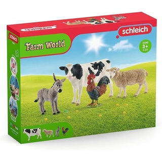 Schleich 42385 - Farm World Starter-Set (Kuh, Esel, Hahn, Schaf), 4-teilig
