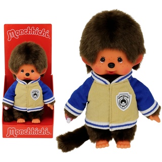 Bandai - Monchhichi - Plüschtier Monchhichi Teddyjacke - Kultplüschtier der 80er - Kuscheliges 20 cm großes Plüschtier für Kinder und Erwachsene - SE42223