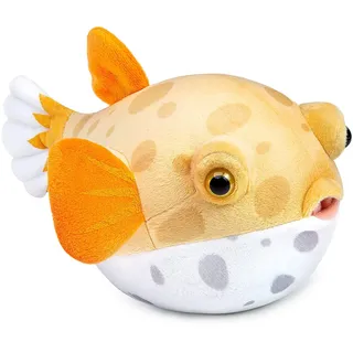 Tiny Heart Kugelfisch-Plüsch Stofftier 23cm/9” realistisches Kugelfisch Plüschtier schönes Tier niedliche und weiche Geschenke Plüsch-Kugelfisch für Kinder Jungen und Mädchen Spielzeug gelb