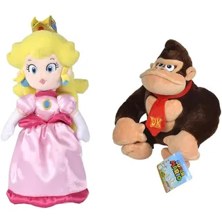 Simba 109231530 Super Mario Peach, 27cm Plüschtier, Nintendo, Plüschfigur ab den ersten Lebensmonaten & Mario Donkey Kong, 27cm Plüschfigur, ab den ersten Lebensmonaten geeignet