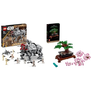 LEGO 75337 Star Wars at-TE Walker, Bewegliches Spielzeugmodell & 10281 Icons Bonsai Baum Set für Erwachsene, Pflanzen Home Deko Set mit Blumen