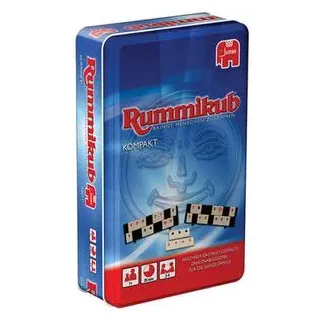 Jumbo Kartenspiel 3817, Original Rummikub Kompakt, ab 7 Jahre, Metalldose, 2-4 Spieler