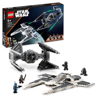 LEGO Star Wars Mandalorianischer Fang Fighter vs. TIE Interceptor Set, Starfighter Spielzeug zum Bauen für Kinder mit 3 Minifiguren, Droide und Dunkelschwert 75348