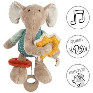 Sigikid Greifspielzeug Babyspielzeug Spiel-Plüschtier Elefant PlayQ (1-tlg) grau|grün