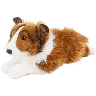 Teddys Rothenburg Kuscheltier Hund Border Collie 40 cm liegend braun/weiß Plüschhund Plüschcollie by Uni-Toys