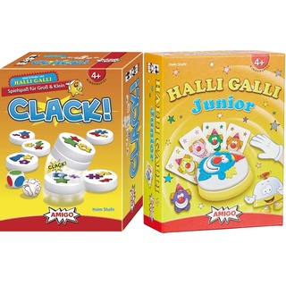 Amigo 02765 - Clack!, 17,1 x 12,8 x 5,6cm & 7790 - Halli Galli Junior, Kartenspiel