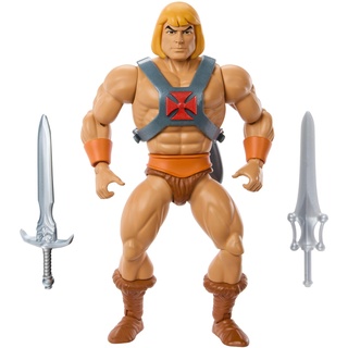 Masters of the Universe Origins-Spielzeug, He-Man-Actionfigur aus der Cartoon-Kollektion, maßstabsgetreuer, ca. 14 cm großer Held mit Rüstung, 2 Schwertern und Mini-Comic, HYD17