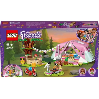 LEGO 41392 Friends Camping in Heartlake City Set mit Mini Puppen Olivia & Mia und Zelt, Spielzeug ab 6 Jahren für Mädchen und Jungen
