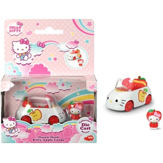 Dickie Toys Hello Kitty Dazzle Dash Kitty Apple, Spielzeugauto mit herausnehmbarer Figur, Set aus Fahrzeug und Figur, Fahrzeuglänge: 6 cm, Figurgröße: 2,5 cm, ab 3 Jahren