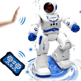 Gontence Lernroboter Early Learning Intelligenter Roboter Kinderspielzeug mit Fernbedienung (Ferngesteuertes Roboterspielzeug mit Gestensteuerung/Gehen) blau