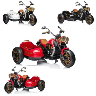 Chipolino Kinder Elektromotorrad Duo TRON, Beiwagen, Musikfunktion, für 2 Kinder, Farbe:rot