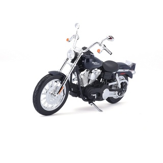 Maisto Harley-Davidson FXDBI Dyna Street Bob  ́06: Motorradmodell 1:12, mit Lenkung, beweglichem Ständer und frei rollenden Rädern, 17 cm, blau (532325)