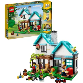 LEGO 31139 Creator 3in1 Gemütliches Haus Set, Modellbausatz mit 3 verschiedenen Häusern plus Familien-Minifiguren und Zubehör, Geschenk für Kin... - Beige