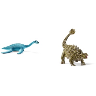 SCHLEICH 15016 Plesiosaurus Spielfigur, Mehrfarbig & 15023 Dinosaurs Spielfigur - Ankylosaurus, Spielzeug ab 4 Jahren