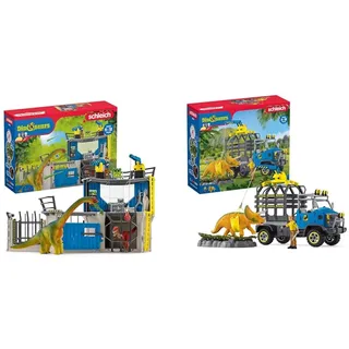 SCHLEICH 41462 Große Dino-Forschungsstation, für Kinder ab 5-12 Jahren, DINOSAURS - Spielset & 42565 Dinosaurier Truck Mission, für Kinder ab 5-12 Jahren, DINOSAURS - Spielset