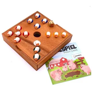 ROMBOL Denkspiele Spiel Ferkelspiel - Würfelspiel mit den süßen Tierfiguren für die Familie, Brettspiel, Holzspiel