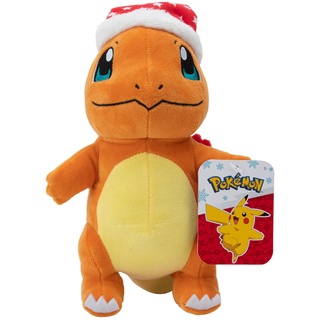 Pokémon PKW3103-20 cm Winter Plüsch - Glumanda mit Weihnachtsmütze, offizielles Pokémon Plüsch