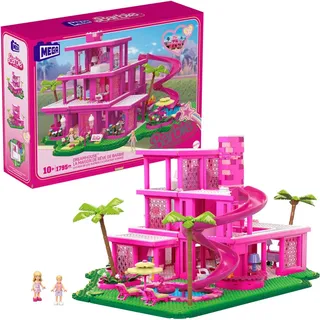 MEGA Barbie-Film Bauspielzeug für Erwachsene, Traumvilla-Nachbildung mit 1.795 Teilen, kleine Barbie und Ken Puppen und Zubehör, für Sammler - Rosa