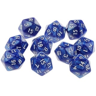 Yourandoll 10 STÜCKE Polyedrische Würfel D20 Würfel Dice Spielwürfel for DND RPG Tischspiele (Blau)