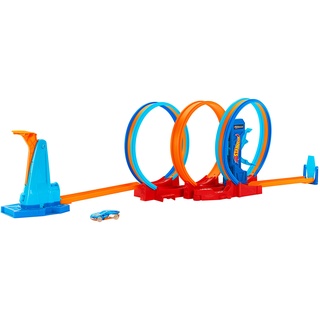 Hot Wheels Ultra Hots Loopings Loopings Spielzeugauto-Strecke mit 3 Schleifen, Launcher und 1 Fahrzeug, 4 Jahre (Mattel HPX93)