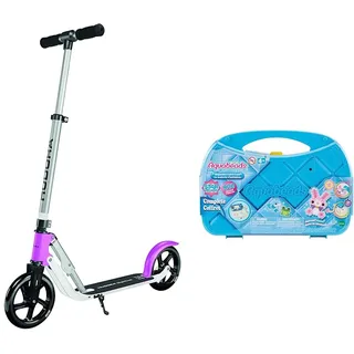 HUDORA BigWheel® 205 Pure Scooter - Tretroller für Kinder und Erwachsene - Roller ab 6 Jahre - Cityroller bis zu 100 kg & Aquabeads 31912 Starter Set im Koffer - Bastelset