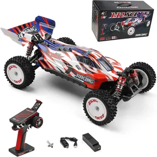 WLtoys 124008 Ferngesteuertes Auto, Geländewagen 60km/h, 1/12 High-Speed ​​2,4GHz, 4WD + 1x 2000mAh Akku, Bürstenloser Motor, RCBuggy Geländ... - Rot