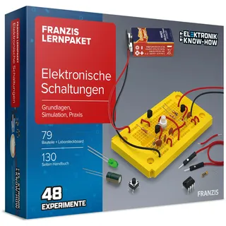 FRANZIS 67164 - Lernpaket Elektronische Schaltungen - Grundlagen, Simulation, Praxis, Komplettset für 48 Experimente, inkl. 120-seitigem Handbuch: ... Praxis. 79 Bauteile + Laborsteckboard.