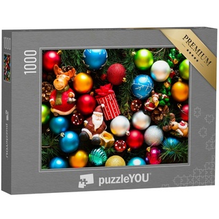 puzzleYOU Puzzle Weihnachtsdekoration mit bunten Kugeln, Geschenken, 1000 Puzzleteile, puzzleYOU-Kollektionen Weihnachten