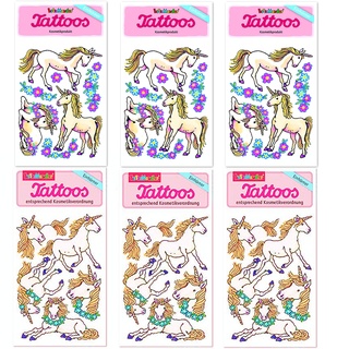 6-teiliges Tattoo-Set * Einhorn * vom Mauder-Verlag | Kinder Kindertattoo Tatoo Tatto Kindergeburtstag Geburtstag Mitgebsel Unicorn