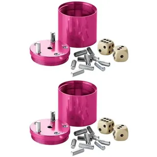 BestSaller 3008 SUPER SIX Würfelspiel Aluminum, 36 Spielstäbchen & 2 Würfel, pink (2 Stück)