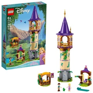 LEGO 43187 Disney Rapunzel Turm, Schlossspiel zum Bauen mit Rapunzel und Flynn Rider Mini-Doll aus dem Film Verheddert, kreative Geschenkidee für Kinder, Mädchen und Jungen