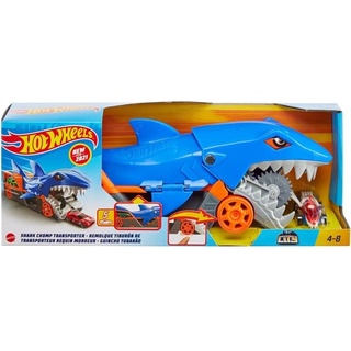 Hot Wheels - Hungriger Hai-Transporter für bis zu 5 Spielzeugautos