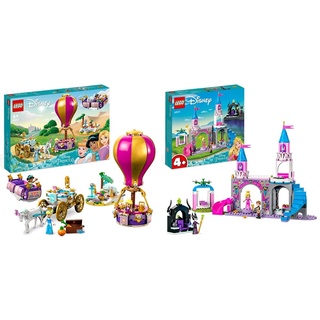 LEGO 43216 Disney Prinzessinnen auf magischer Reise Spielzeug mit Cinderella & 43211 Disney Princess Auroras Schloss Spielzeug zum Bauen mit Dornröschen
