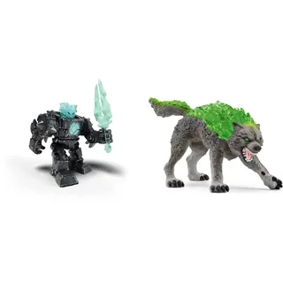 SCHLEICH 42598 Eldrador Mini Creatures Schatten-Eis-Roboter, für Kinder ab 7-12 Jahren, ELDRADOR CREATURES - Sammelfigur & 70153 Granitwolf, für Kinder ab 7-12 Jahren, ELDRADOR CREATURES - Spielfigur