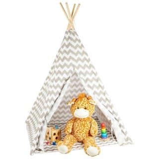 relaxdays Spielzelt Tipi Zelt Kinder grau|weiß