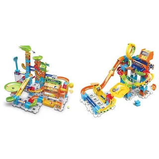 VTech Marble Rush - Super Action Set L100 E – Interaktives Kugelbahn-Set mit Licht und Sound,4-12 Jahren & Marble Rush - Racing Set M200 E – Interaktives Kugelbahn-Set mit Licht und Sound, 4-12 Jahren