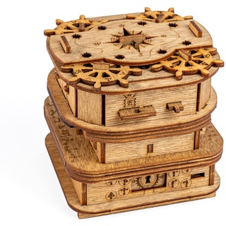 iDventure Cluebox - Davy Jones Locker - Escape Room Spiel - 3D Holzpuzzle - Geldgeschenk Puzzlebox - IQ Puzzle - Rätselbox und Geburtstagsgeschenk für Erwachsene - Gadget für männer - Reisespiel
