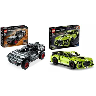 LEGO 42160 Technic Audi RS Q e-tron & 42138 Technic Ford Mustang Shelby GT500, Modellauto-Bausatz, Spielzeugauto, Rennauto für Kinder und Teenager mit AR-App und Rückziehmotor