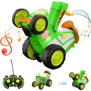 Crazy Jumping Cars, rotierende Cartoon-Autos, ferngesteuertes Zugspielzeug mit Lichtern, wiederaufladbares, Musik tanzendes ferngesteuertes Auto(...