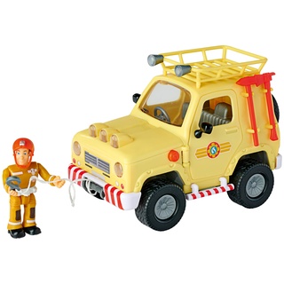 Simba 109252511 - Feuerwehrmann Sam 4x4 Geländewagen mit Figur, Feuerwehrauto 15cm, mit Licht, Türen zum Öffnen, Zubehör, ab 3 Jahren[Exklusiv bei Amazon]