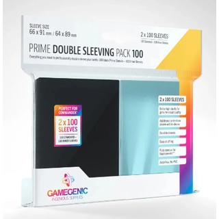 GameGenic Prime Double Sleeving Pack - Clear & Black Card Sleeves - 2 x 100 Ärmeln