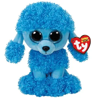 TY 37263 Blue Poodle Mandy, Pudel blau 24cm, mit Glitzeraugen, Beanie Boo's