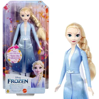 Mattel Disney Frozen Elsa, singende Modepuppe, Singende Abenteuer in charakteristischer Kleidung, singt Wo noch niemand war“ aus dem Disney-Film Die Eiskönigin II“ HXD32