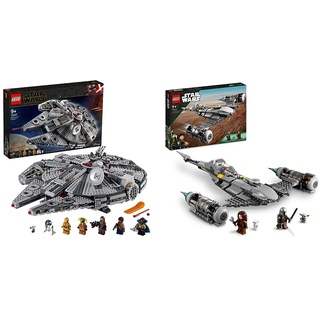 LEGO 75257 Star Wars Millennium Falcon Raumschiff Bauset mit Finn, Chewbacca & 75325 Star Wars Der N-1 Starfighter des Mandalorianers aus Das Buch von Boba Fett