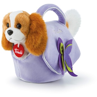 Trudi Hund in lila Tasche mit Schmetterling Plüschtiere in einer Handtasche. Modische Geschenkidee | 11x18x26cm Größe XS | Fashion Pets | Modell 29717