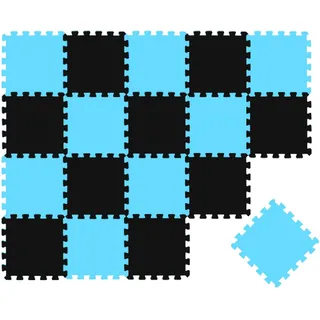 LittleTom Baby & Kinder Puzzlematte 30 x 30 cm 18 Stück Schwarz & Hellblau