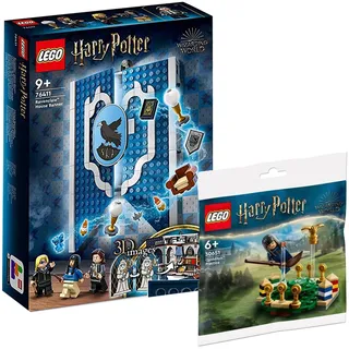 Lego Harry Potter Set: Hogwarts Wappen - Hausbanner Ravenclaw (76411) + Quidditch Training (30651), für Kinder ab 9 Jahren