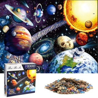 HshDUti Puzzle 1000 Teile für Erwachsene Kinder, Bunt Planeten Sonnensystem Weltraum Muster Jigsaw Puzzlesets, Lernspielzeug Geschenk Puzzle für Weltraumforschung
